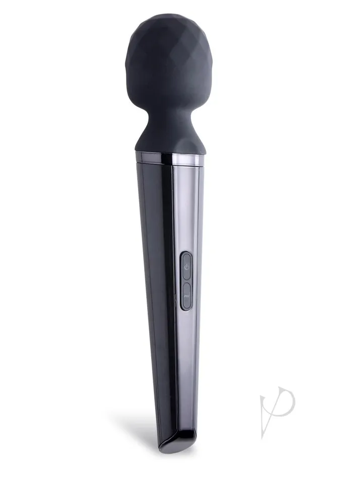 Wand Essentials Diamond Head Rechargeable Silicone Wand Massager Black Wand Essentials Vibrators