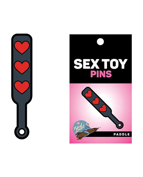 Wood Rocket Paddle Hearts Enamel Pin RedGrey Vibrators