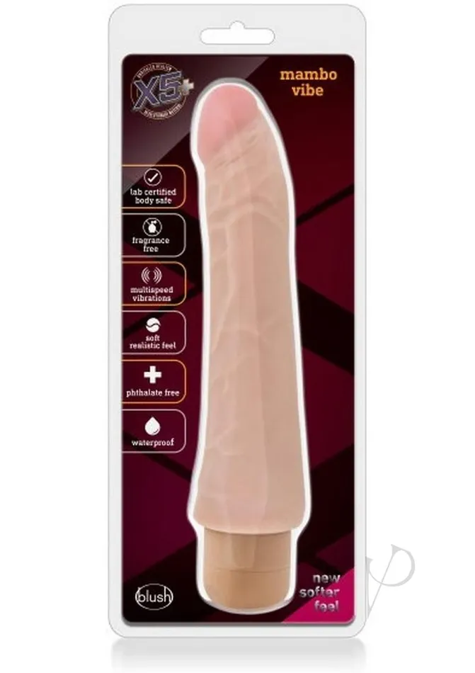 X5 Plus Mambo Vibe Vibrating Dildo 8in Vanilla X5 Plus Vibrators
