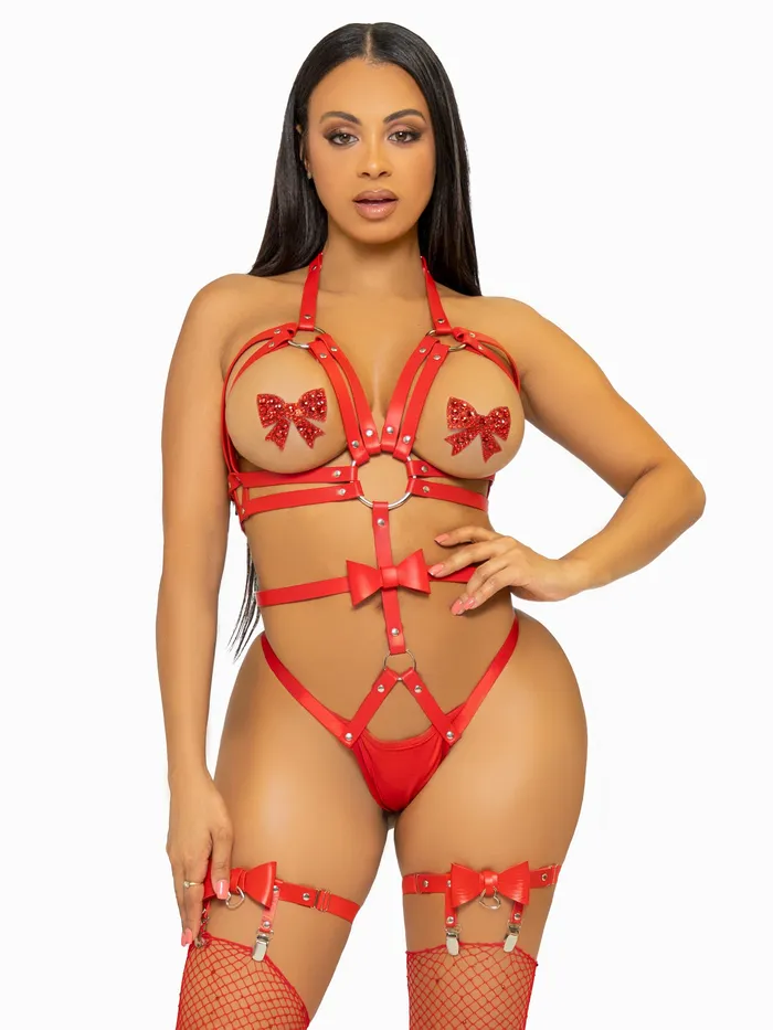 Convertible Vegan Leather ORing Large Red Leg Avenue Restraints