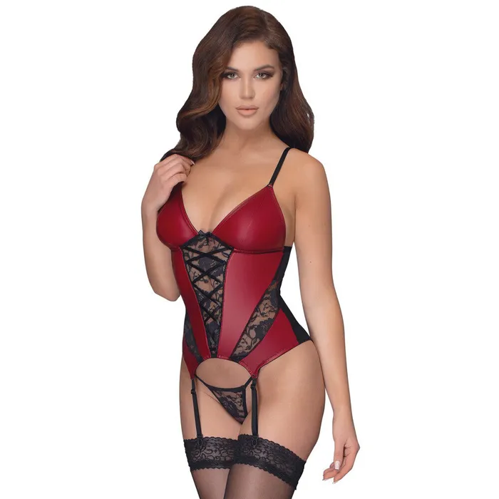 Cottelli Collection Teddies And Bodies Cottelli Basque and Thong With Lace Cottelli Collection Teddies And Bodies Cottelli Basque and Thong With Lace