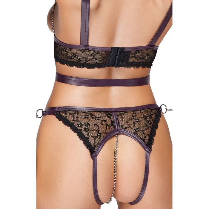 Cottelli Lace and Chain Bondage Crotchless Set Corsetti Lingerie Couples