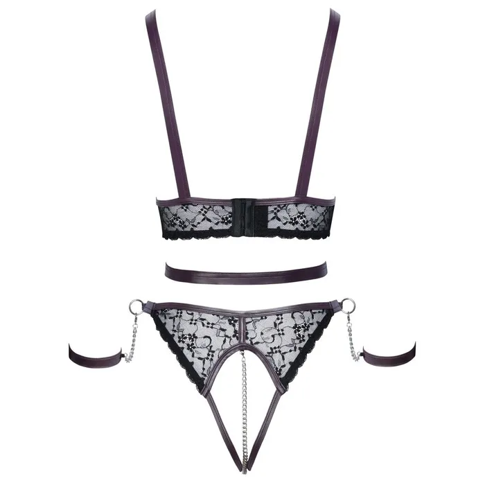 Cottelli Lace and Chain Bondage Crotchless Set Corsetti Lingerie Couples