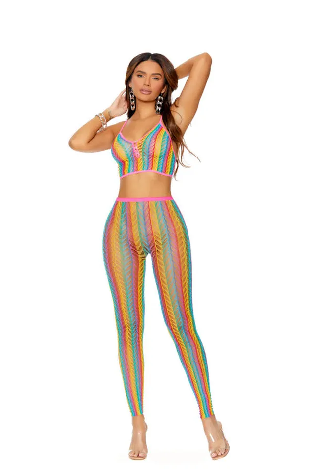 Crochet Net Cami Top and Matching Leggings One Size MultiColored Elegant Moments Vibrators