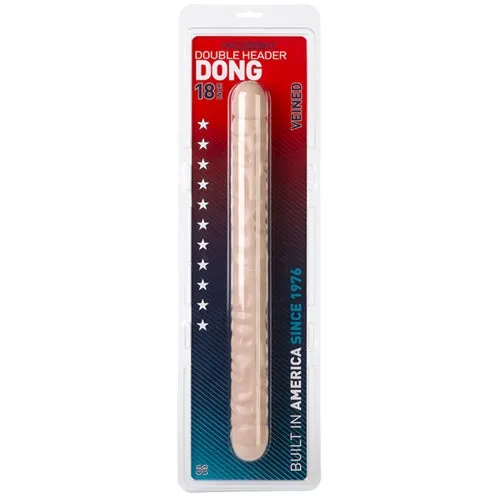 Double Header 18 Inches Veined White Doc Johnson Dildos