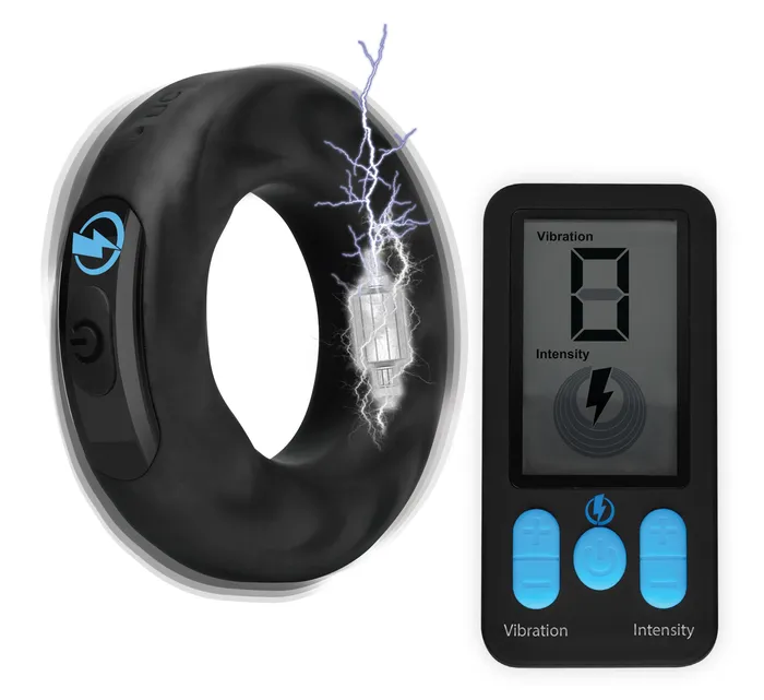EStim Pro Silicone Cock Ring With Remote Black XR Brands Zeus Electrosex Male Sex Toys EStim Pro Silicone Cock Ring With Remote Black XR Brands Zeus Electrosex Male Sex Toys