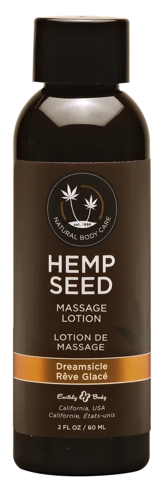 Earthly Body Couples Hemp Seed Massage Lotion Dreamsicle 2 Fl Oz 60 ml