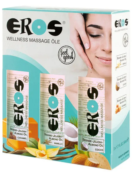 Enhancers Eros Eros Wellness Massage Oil Three Pack Vanilla Caramel and Cocos