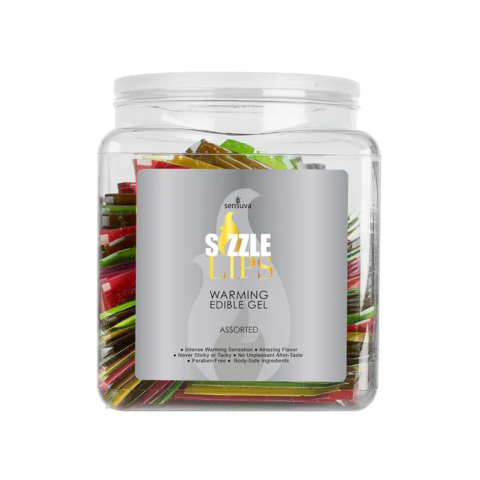 Enhancers Sensuva Sizzle Lips Warming Gel 100 Piece Bowl Assorted Flavors