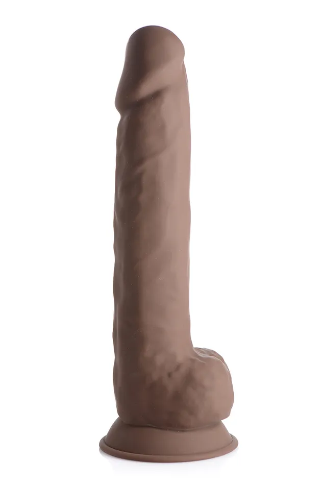 Fleshstixxx 10 Inch Silicone Dildo With Balls Brown Curve Toys Dildos