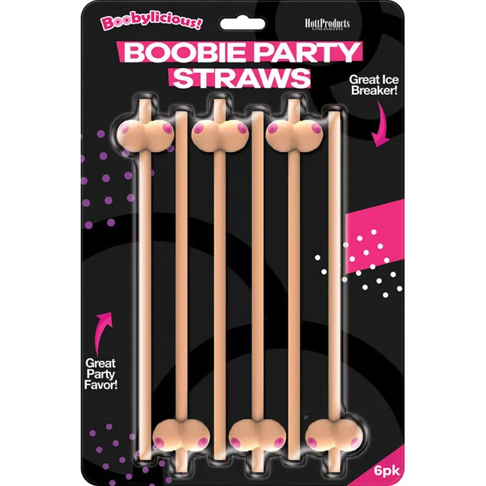 Hott Products Dildos Boobie Straws 6 Pk Flesh Color