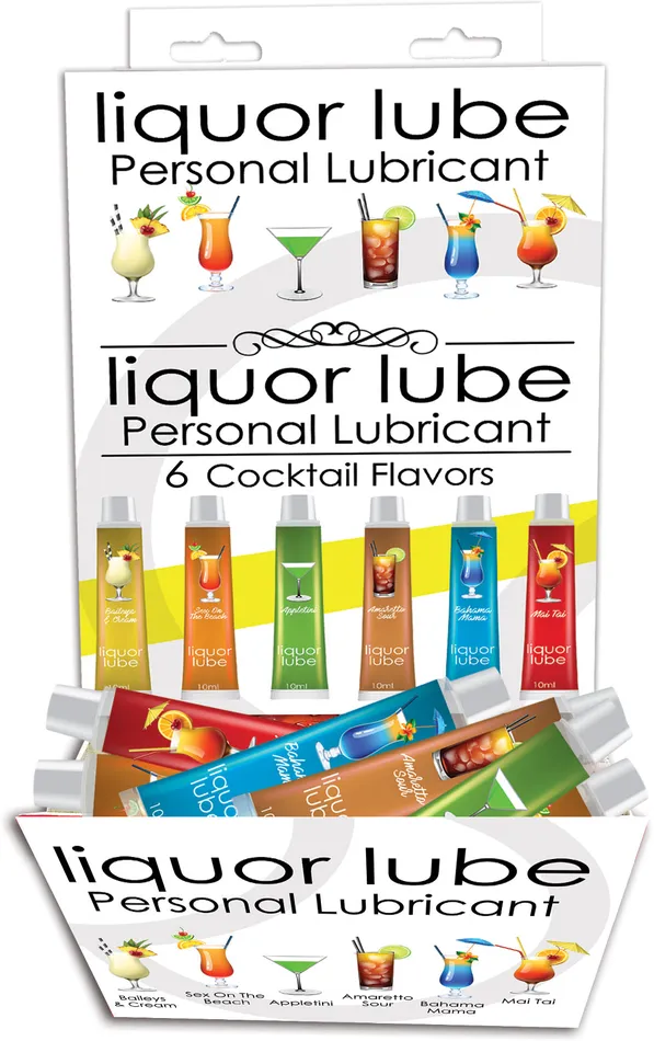 Hott Products Vibrators Liquor Lube Assorted Flavors 72 Pcs Display Display 6 Cocktail Flavors 10ml Tubes