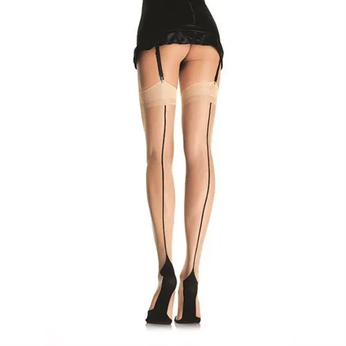 Leg Avenue Contrast Backseam Stockings One Size Nude Teddies And Bodies