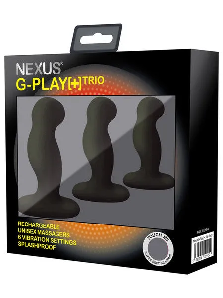 Nexus Vibrators GPLAYTRIO Unisex Rechargeable Vibrator Pack SML Sizes Black