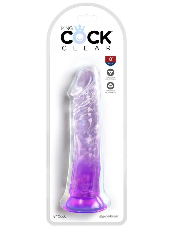 Pipedream Products Dildos King Cock Clear 8 in Purple Pipedream Products Dildos King Cock Clear 8 in Purple