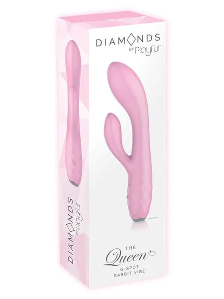 Playful Vibrators Diamonds The Queen GSpot Rabbit Vibe Pink