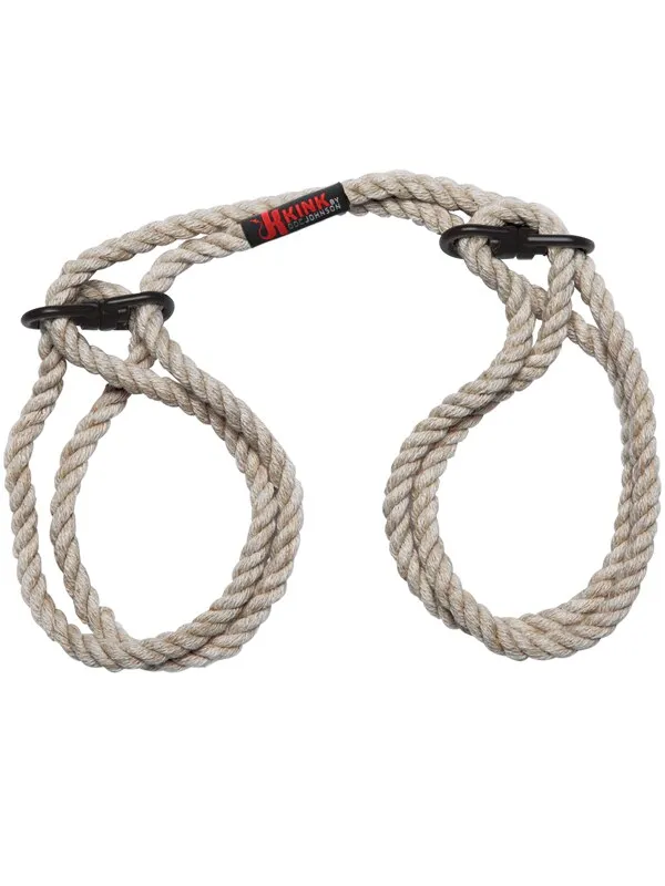 Restraints Doc Johnson Merci Bind and Tie 6mm Hemp Wrist or Ankle Cuffs Natural