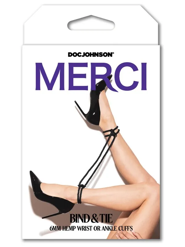 Restraints Doc Johnson Merci Bind and Tie 6mm Hemp Wrist or Ankle Cuffs Natural Restraints Doc Johnson Merci Bind and Tie 6mm Hemp Wrist or Ankle Cuffs Natural