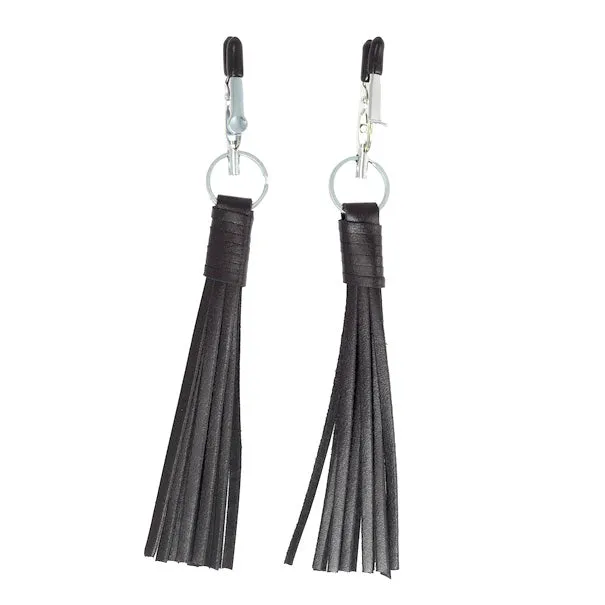 Rimba Restraints Nipple Clamps With Black Leather Tassels