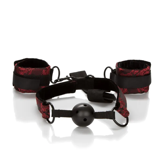 Scandal Breathable Ball Gag With Cuffs CalExotics Couples