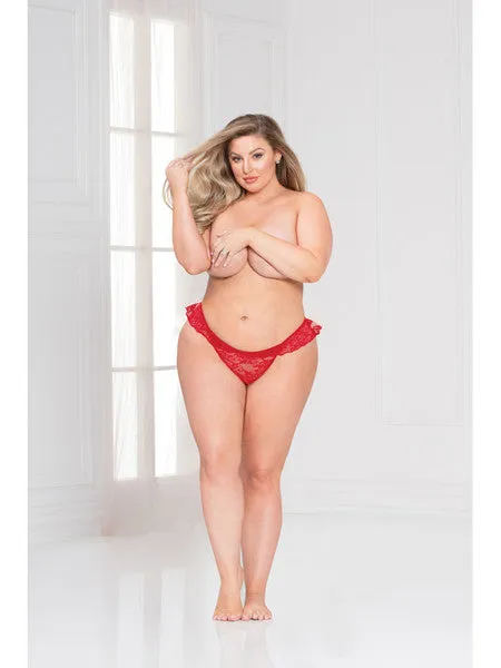 Seven Til Midnight Vibrators Lace Ruffle Thong 11145X Red 3X4X H