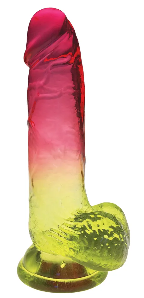 Shades 8 Inch Gradient Dong Pink and Yellow Icon Brands Dildos