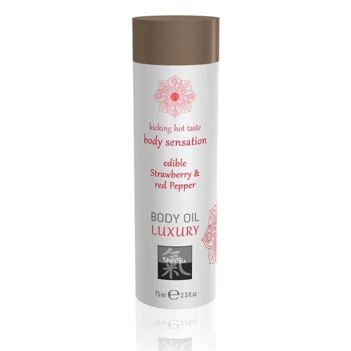 Shiatsu Luxury Body Oil Edible Strawberry And Red Pepper 75ml Shiatsu Lubricants Vibrators Shiatsu Luxury Body Oil Edible Strawberry And Red Pepper 75ml Shiatsu Lubricants Vibrators