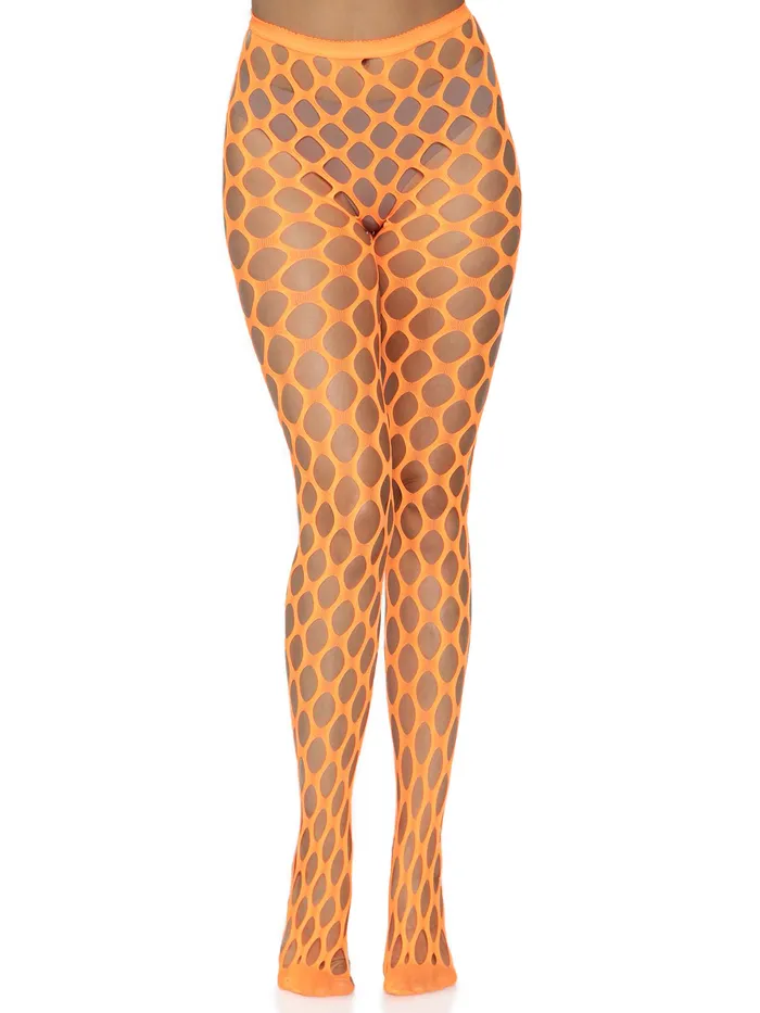 Teddies And Bodies Leg Avenue Jumbo Pothole Net Tights Neon Orange One Size Teddies And Bodies Leg Avenue Jumbo Pothole Net Tights Neon Orange One Size