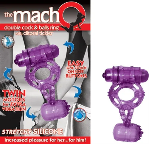 The Macho Double Purple Cock and Balls Nasstoys Dildos