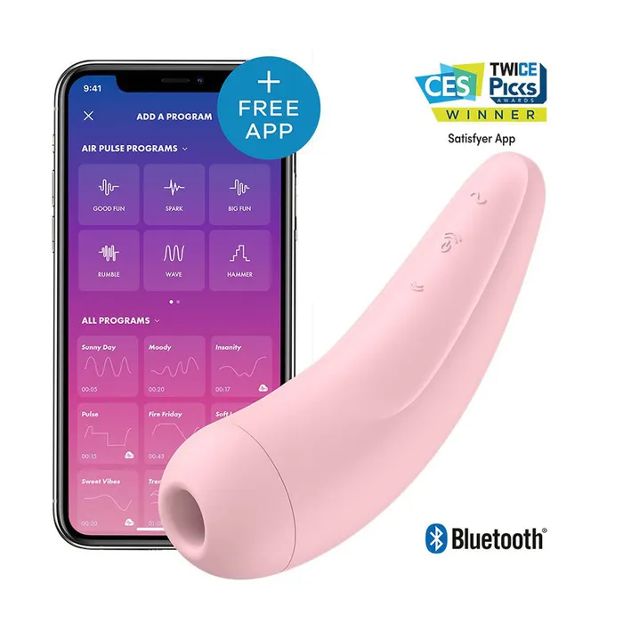 Vibrators Satisfyer App Enabled Curvy 2 Plus Clitoral Massager Pink Creative Conceptions