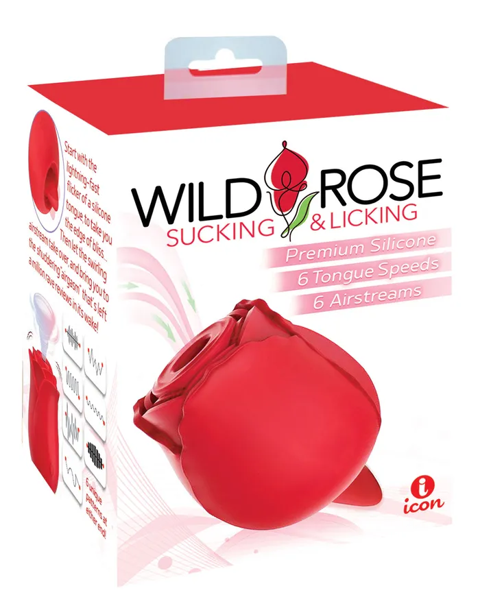 Vibrators Wild Rose Sucking and Licking Red Icon Brands