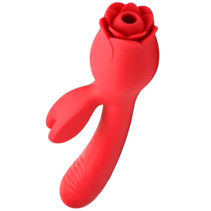 Vibrators XR Brands inmi Blooming Bunny Sucking and Thrusting Silicone Rabbit Vibrator Red Vibrators XR Brands inmi Blooming Bunny Sucking and Thrusting Silicone Rabbit Vibrator Red