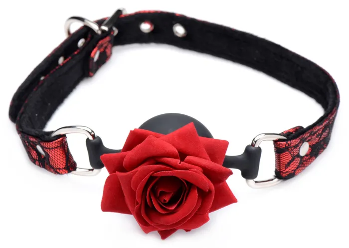 XR Brands Master Series Male Sex Toys Full Bloom Silicone Ball Gag With Rose XR Brands Master Series Male Sex Toys Full Bloom Silicone Ball Gag With Rose