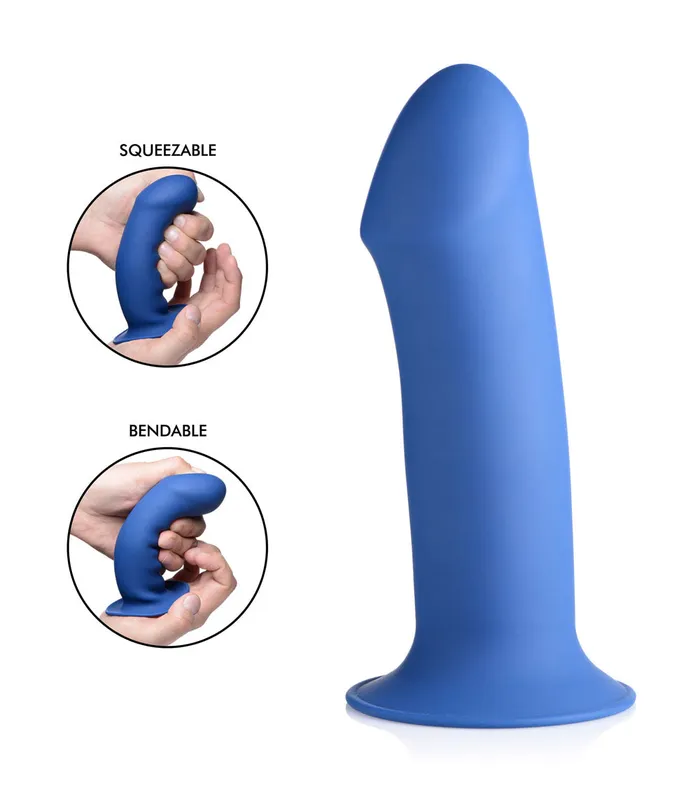 XR Brands Squeeze It Dildos Squeezable Thick Phallic Dildo Blue