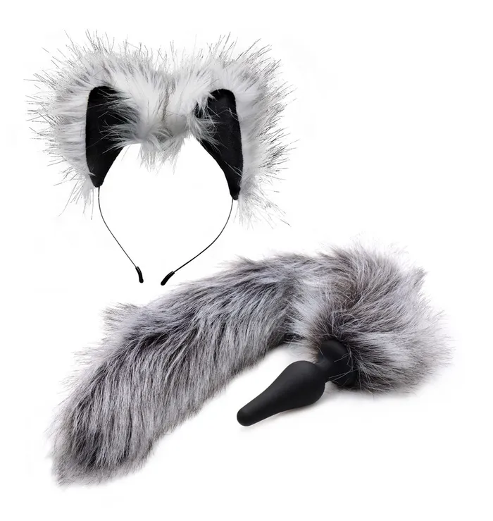 XR Brands Tailz Grey Wolf Tail Anal Plug and Ears Set Anal
