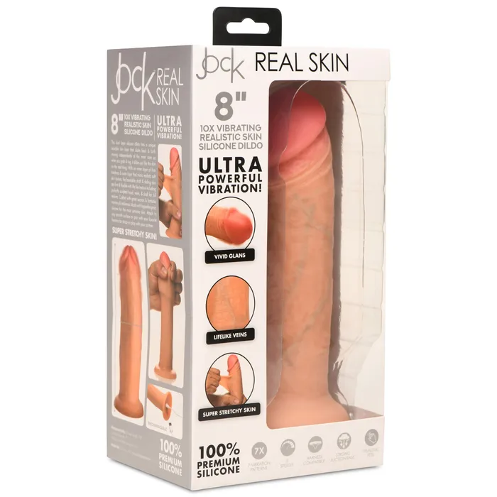 10X Real Skin 8 inch Vibrating Dildo Curve Toys Dildos