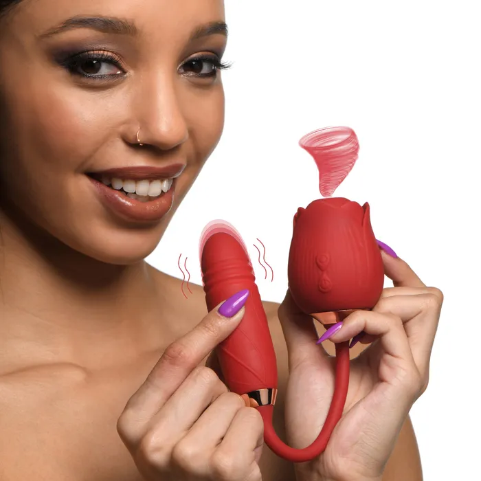 10X Romping Rose Suction and Thrusting Vibrator XR Brands Vibrators