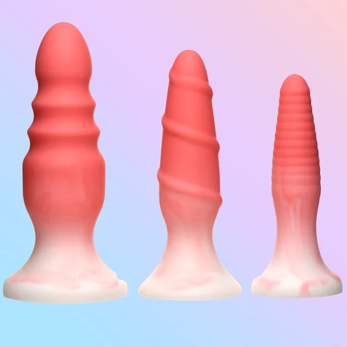 3 Piece Silicone Butt Plug Set Pink Curve Toys Anal