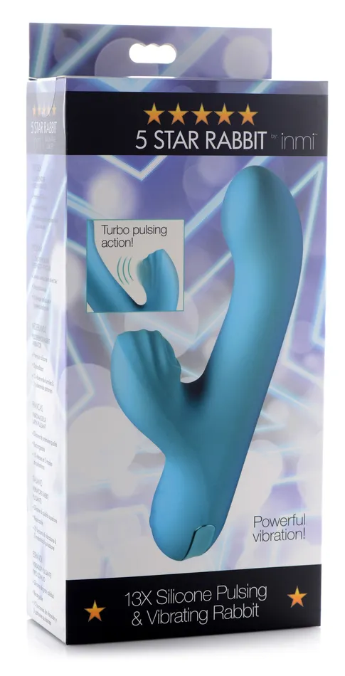5 Star 13X Silicone Pulsing and Vibrating Rabbit Teal XR Brands Vibrators