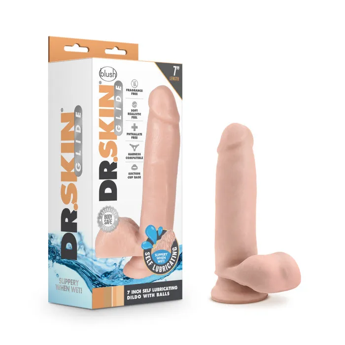 Blush Novelties Dildos Dr Skin Glide 7in Self Lubricating Dildo