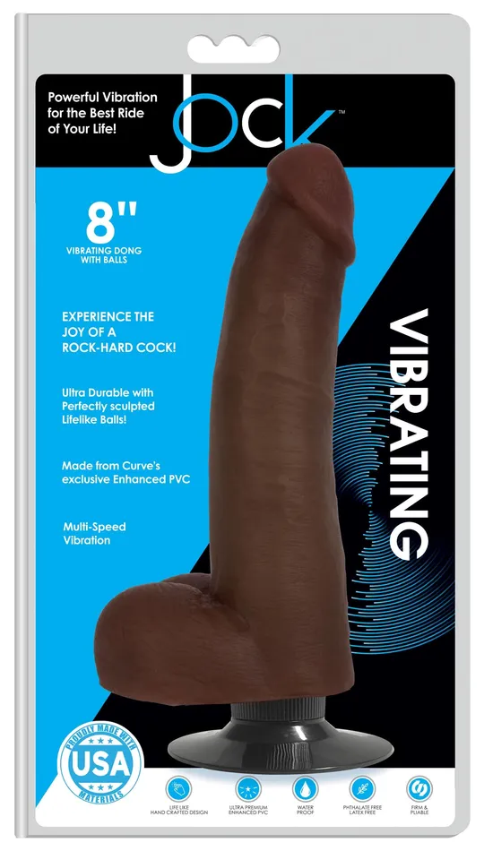 Curve Toys Dildos Jock Dark Vibrating Dildo with Balls 8 Inch