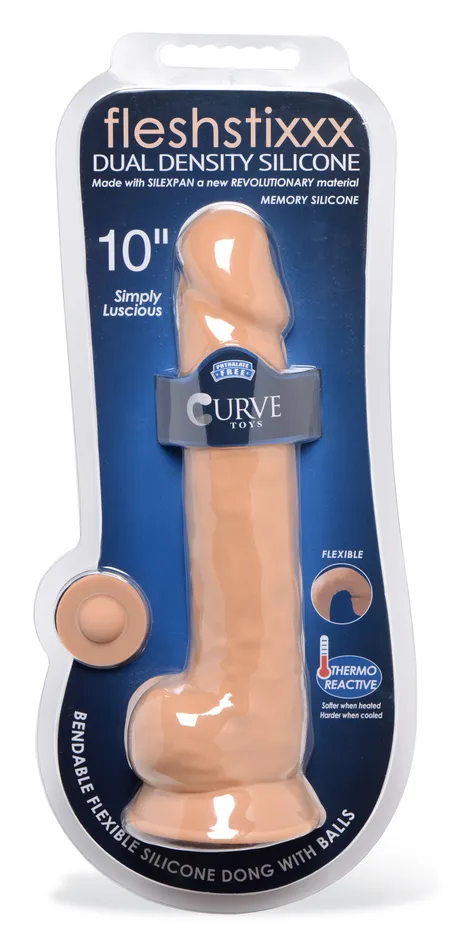 Curve Toys Dildos Silexpan Medium Hypoallergenic Silicone Dildo with Balls 10 Inch