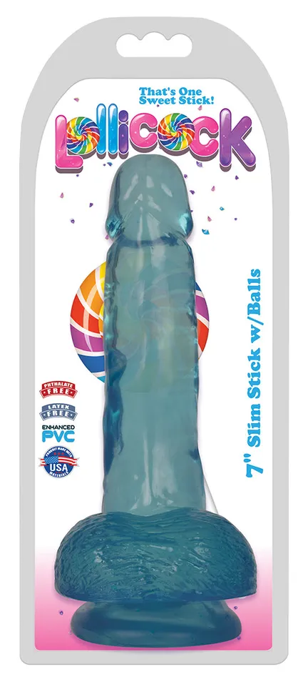 Dildos Curve Toys 7 Inch Slim Stick with Balls Berry Ice Dildo Dildos Curve Toys 7 Inch Slim Stick with Balls Berry Ice Dildo