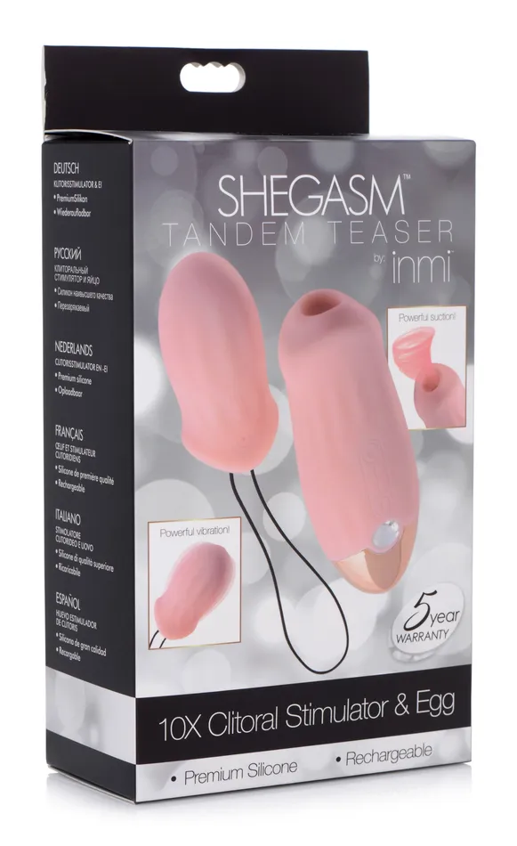 Female Sex Toys Shegasm Tandem Teaser 10X Clitoral Stimulator with bonus Egg Vibe XR Brands