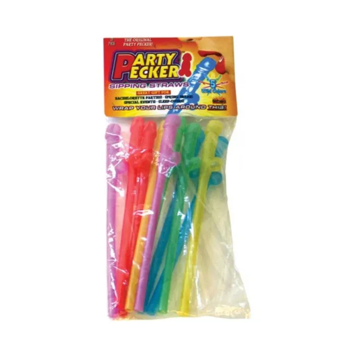 Hott Products Dildos Party Pecker Straws Neon Colors 10pk
