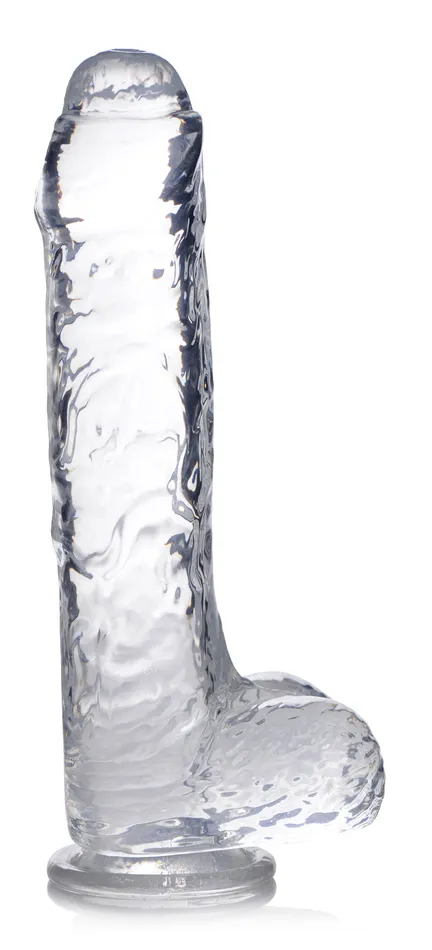Jock CThru Dildo with Balls 9 Inch Curve Toys Dildos