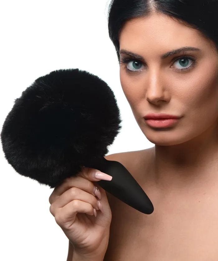 Large Anal Plug with Interchangeable Bunny Tail Black XR Brands Male Sex Toys Large Anal Plug with Interchangeable Bunny Tail Black XR Brands Male Sex Toys