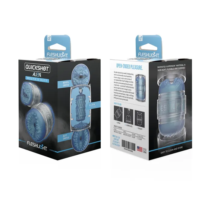 Quickshot Alien Blue Metallic MouthButt Fleshlight Vibrators