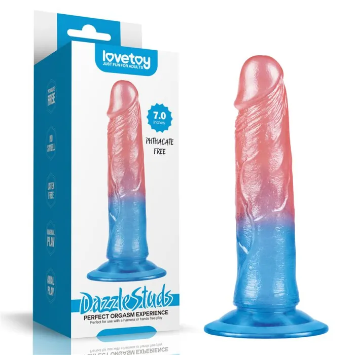 Vibrators Lovetoy Dazzle Studs Dildo 7in PinkBlue