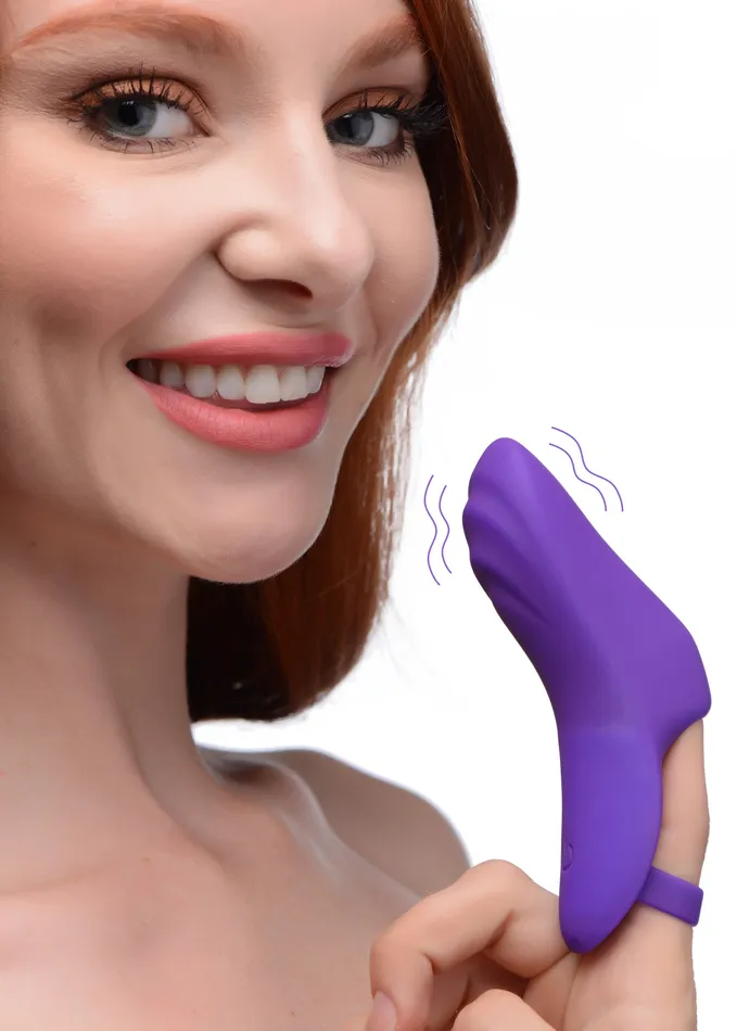 Vibrators XR Brands 7X Finger Bang Her Pro Silicone Vibrator Purple